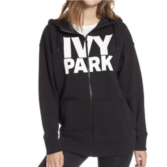 Ivy Park Black Full-Zip Logo Hoodie - Size XS - Picture 2 of 16